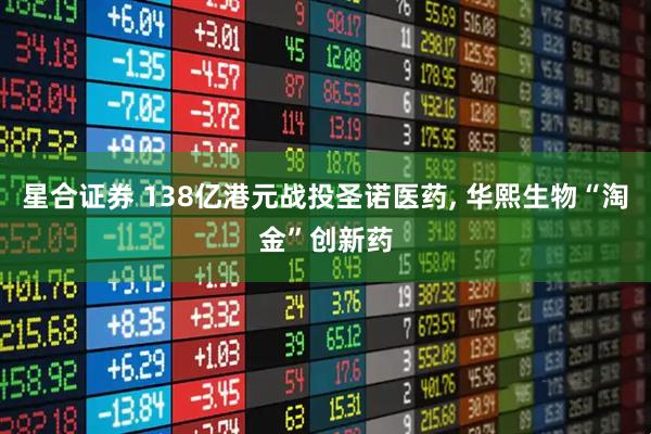 星合证券 138亿港元战投圣诺医药, 华熙生物“淘金”创新药